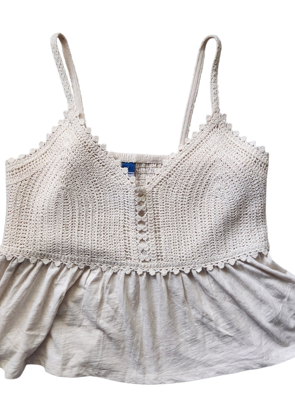Old Navy Cream Crochet Peplum Tank